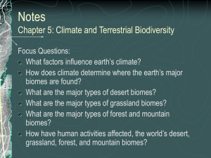 Notes Chapter 5: Climate and Terrestrial Biodiversity