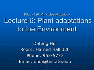 BIOL 4120: Principles of Ecology Lecture 6: Plant adaptations to the