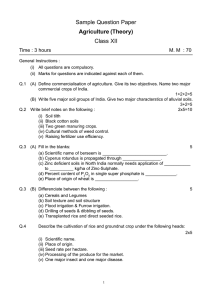 Sample Question Paper Class XII Agriculture (Theory) Time : 3 hours
