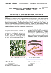 CISSUS QUADRANGULARIS PHARMACOLOGICAL ACTIVITIES - A REVIEW Review Article