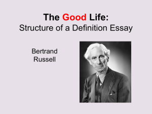 The Good Life: Structure of a Definition Essay