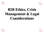 B2B Ethics, Crisis Mgmt & Legal Considerations