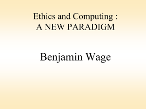 Ethics and Computing : A NEW PARADIGM