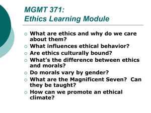 MGMT 371: Week 1 Learning Module A: Ethics and OB