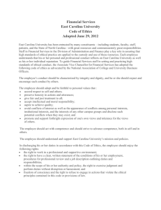 Financial Services East Carolina University Code of Ethics Adopted June 29, 2012