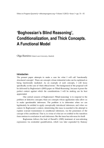 ‘Boghossian’s Blind Reasoning’, Conditionalization, and Thick Concepts. A Functional Model Olga Ramírez