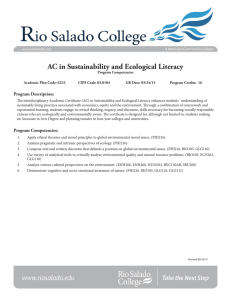 AC in Sustainability and Ecological Literacy Program Description: