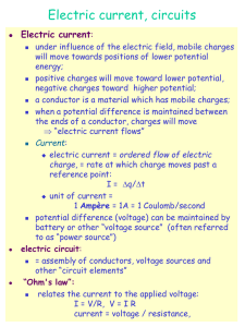 Electric current, circuits