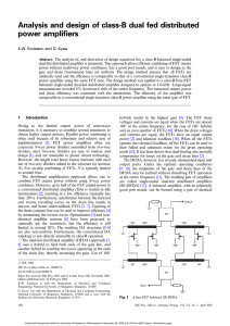 Analysis and design of class-B dual fed distributed power amplifiers