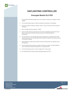 DAYLIGHTING CONTROLLER Greengate Models DLC-PDC