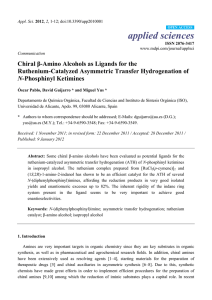 applied sciences Chiral β-Amino Alcohols as Ligands for the N