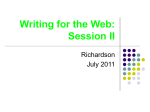 Writing for the Web: Session II