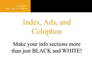 Index, Ads, and Colophon