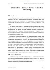 2. Chapter Two – Literature Review of Affective Advertising 2.1 Introduction