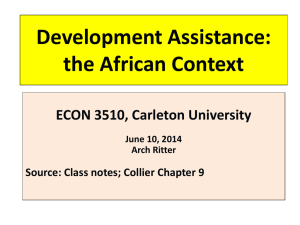 Development Assistance - ECON 3510 – African Economic
