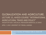 Globalization and Agriculture. Lecture 15, AHEED Course