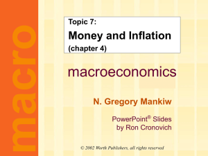 Mankiw 5/e Chapter 4: Money and Inflation