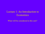 Lecture 1: An Introduction to Economics