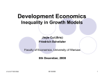 Development Economics Inequality of Growth Model