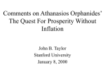 Comments on Athanasios Orphanides` The Quest For Prosperity