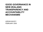 GOOD GOVERNANCE IN NEW ZEALAND: TRANSPARENCY AND