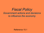Fiscal Policy Government action to influence the economy