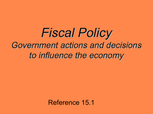 Fiscal Policy Government action to influence the economy