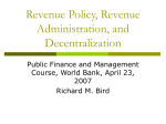 Revenue Policy and Administration