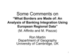 Comments on “What Borders are Made of: An Analysis of Banking