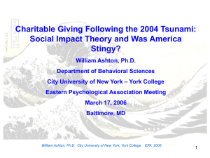 Charitable Giving Following the 2004 Tsunami: Social