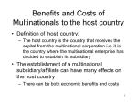 Benefits and Costs of Multinationals to the host country