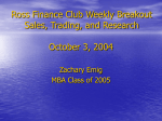 Ross Finance Club Weekly Breakout Sales, Trading, and Research
