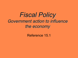 Fiscal Policy Government action to influence the economy