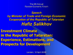 Investment Climate in the Republic of Tatarstan