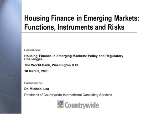 Housing Finance in Emerging Markets: Policy and