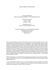 NBER WORKING PAPER SERIES TAX MULTIPLIERS: PITFALLS IN MEASUREMENT AND IDENTIFICATION Daniel Riera-Crichton