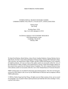 NBER WORKING PAPER SERIES INTERNATIONAL TRADE IN DURABLE GOODS: