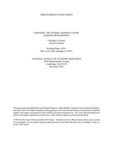 NBER WORKING PAPER SERIES CHOOSING THE FEDERAL RESERVE CHAIR: LESSONS FROM HISTORY