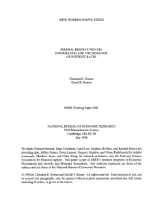 NBER WORKING PAPER SERIES FEDERAL RESERVE PRIVATE INFORMATION AND THE BEHAVIOR