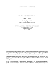 NBER WORKING PAPER SERIES WHAT'S A RECESSION, ANYWAY? Edward E. Leamer