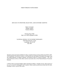 NBER WORKING PAPER SERIES DISTANCE TO FRONTIER, SELECTION, AND ECONOMIC GROWTH