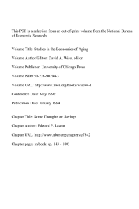 This PDF is a selection from an out-of-print volume from... of Economic Research Volume Title: Studies in the Economics of Aging