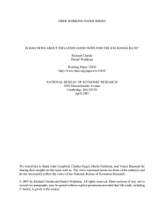 NBER WORKING PAPER SERIES Richard Clarida Daniel Waldman