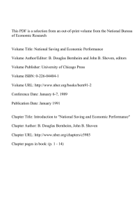 This PDF is a selection from an out-of-print volume from... of Economic Research Volume Title: National Saving and Economic Performance