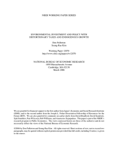 NBER WORKING PAPER SERIES ENVIRONMENTAL INVESTMENT AND POLICY WITH