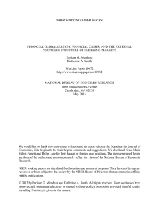 NBER WORKING PAPER SERIES FINANCIAL GLOBALIZATION, FINANCIAL CRISES, AND THE EXTERNAL