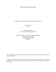 NBER WORKING PAPER SERIES EMPIRICAL ANALYSIS OF POLICY INTERVENTIONS Eric M. Leeper