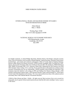 NBER WORKING PAPER SERIES INTERNATIONAL TRADE AND MACROECONOMIC DYNAMICS WITH HETEROGENEOUS FIRMS
