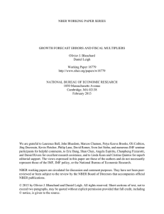 NBER WORKING PAPER SERIES GROWTH FORECAST ERRORS AND FISCAL MULTIPLIERS Daniel Leigh