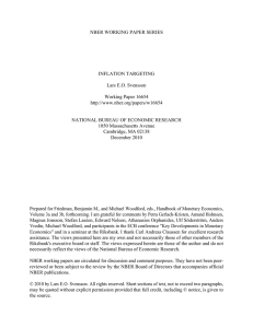 NBER WORKING PAPER SERIES INFLATION TARGETING Lars E.O. Svensson Working Paper 16654